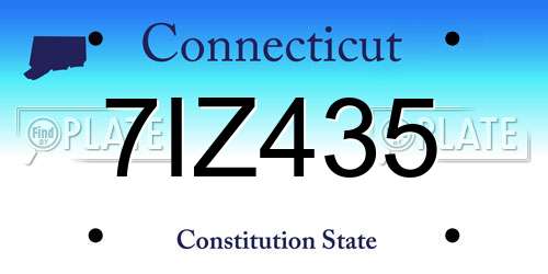 7IZ435 Connecticut License Plate