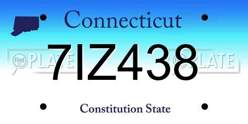 7IZ438 Connecticut License Plate