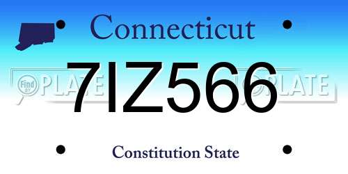 7IZ566 Connecticut License Plate