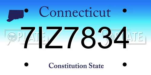 7IZ7834 Connecticut License Plate
