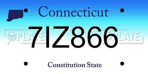 7IZ866 Connecticut License Plate