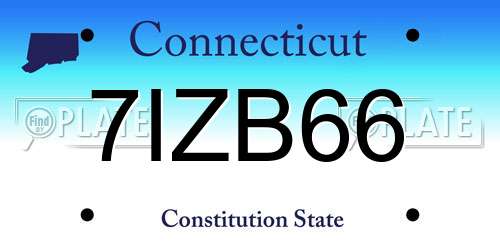7IZB66 Connecticut License Plate