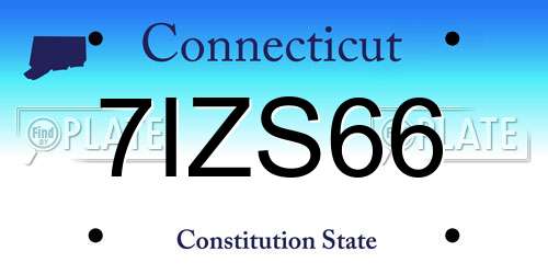 7IZS66 Connecticut License Plate