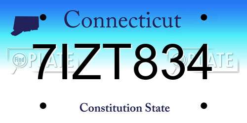 7IZT834 Connecticut License Plate