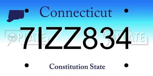 7IZZ834 Connecticut License Plate