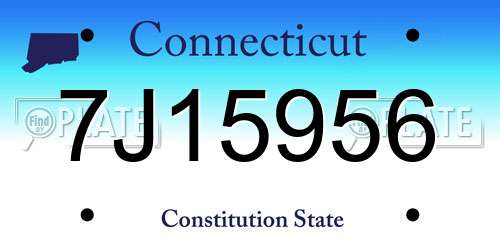 7J15956 Connecticut License Plate