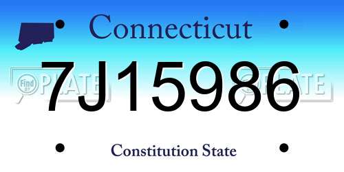 7J15986 Connecticut License Plate