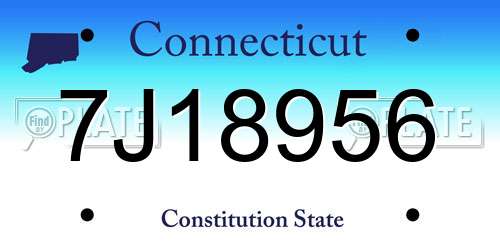 7J18956 Connecticut License Plate