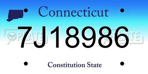 7J18986 Connecticut License Plate