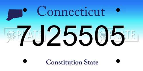 7J25505 Connecticut License Plate