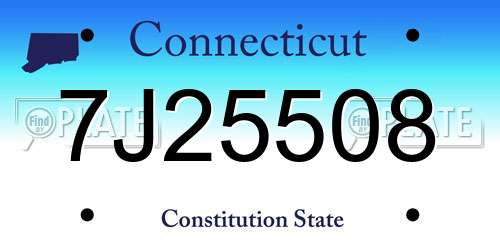 7J25508 Connecticut License Plate