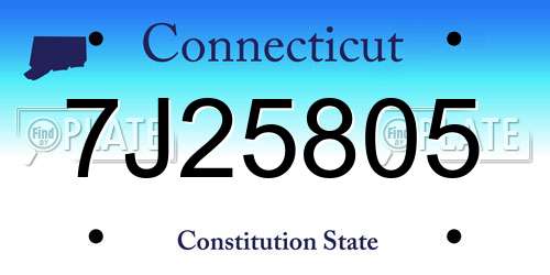 7J25805 Connecticut License Plate