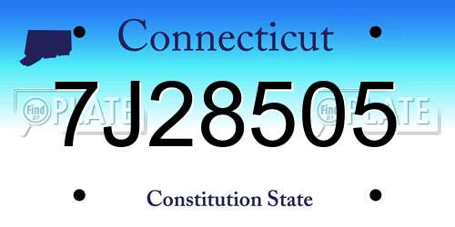 7J28505 Connecticut License Plate