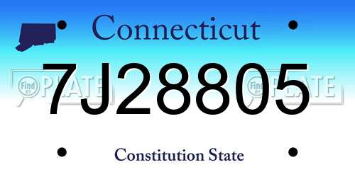 7J28805 Connecticut License Plate