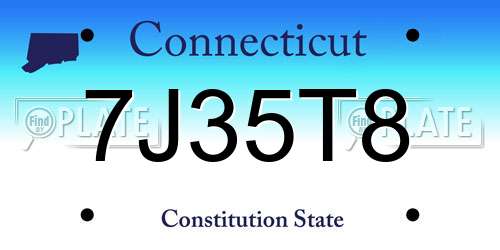 7J35T8 Connecticut License Plate