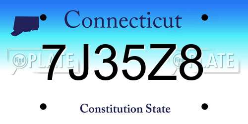 7J35Z8 Connecticut License Plate
