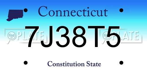 7J38T5 Connecticut License Plate