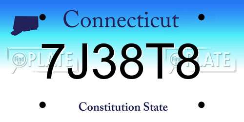 7J38T8 Connecticut License Plate