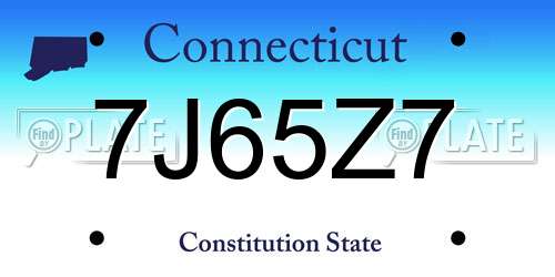 7J65Z7 Connecticut License Plate