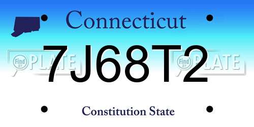 7J68T2 Connecticut License Plate