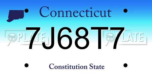 7J68T7 Connecticut License Plate