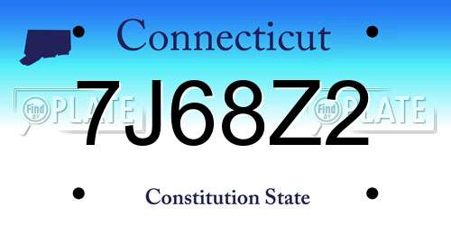 7J68Z2 Connecticut License Plate
