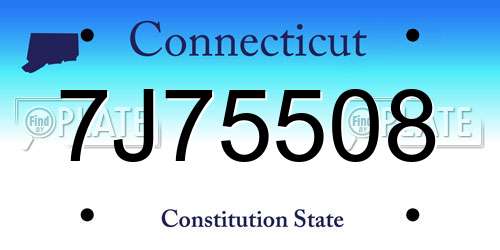 7J75508 Connecticut License Plate