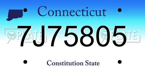 7J75805 Connecticut License Plate