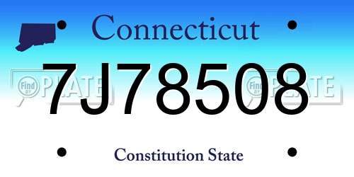 7J78508 Connecticut License Plate