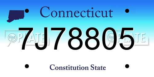 7J78805 Connecticut License Plate