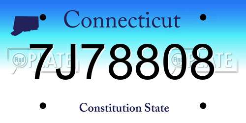 7J78808 Connecticut License Plate