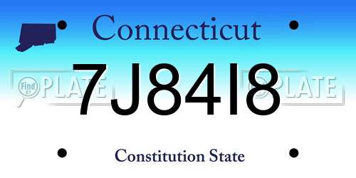 7J84I8 Connecticut License Plate
