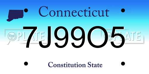 7J99O5 Connecticut License Plate