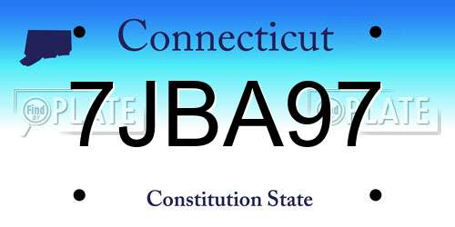 7JBA97 Connecticut License Plate