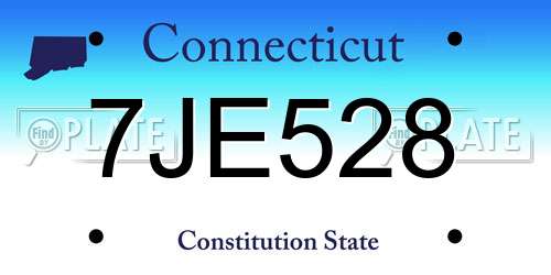 7JE528 Connecticut License Plate