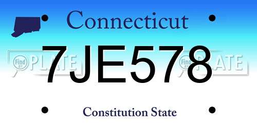 7JE578 Connecticut License Plate