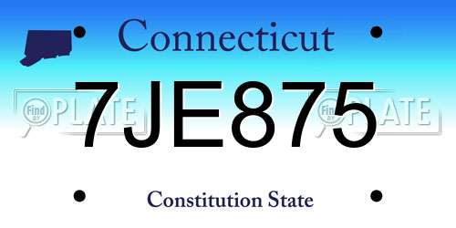 7JE875 Connecticut License Plate