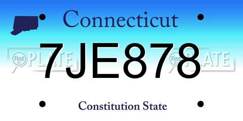 7JE878 Connecticut License Plate