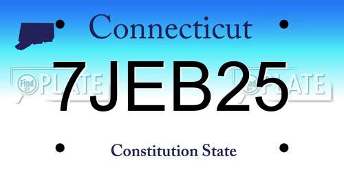 7JEB25 Connecticut License Plate