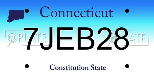 7JEB28 Connecticut License Plate