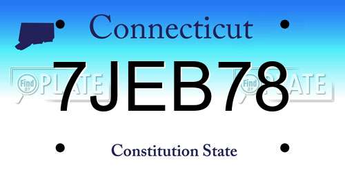 7JEB78 Connecticut License Plate