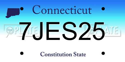 7JES25 Connecticut License Plate