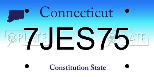 7JES75 Connecticut License Plate