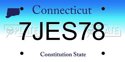 7JES78 Connecticut License Plate