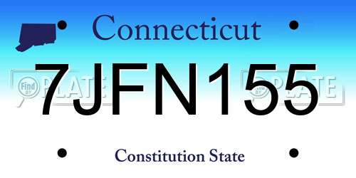 7JFN155 Connecticut License Plate