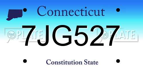 7JG527 Connecticut License Plate