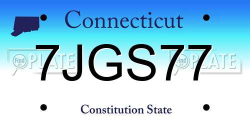 7JGS77 Connecticut License Plate
