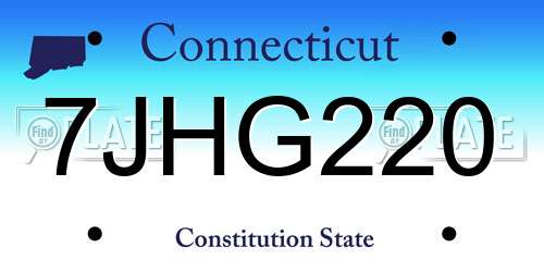 7JHG220 Connecticut License Plate