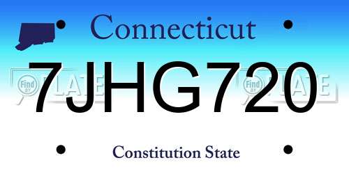 7JHG720 Connecticut License Plate