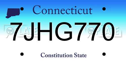 7JHG770 Connecticut License Plate